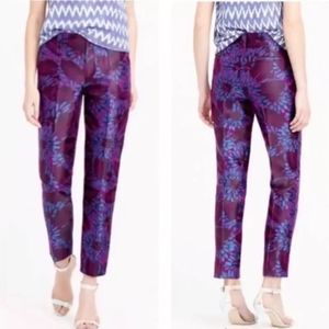 J Crew Garden Pant Midnight Floral Jacquard Pattern NWT Ankle Length Size 10